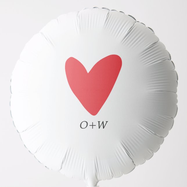 Valentine's Day monogrammed red heart Balloon (Front)