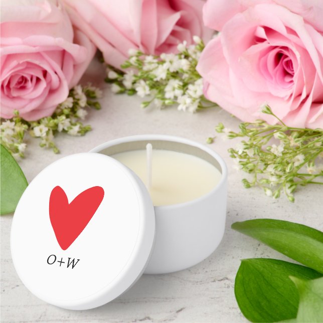 Valentine's Day monogrammed red heart Mini Candle Favors (Insitu (Wedding))
