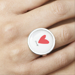 Valentine's Day monogrammed red heart Ring