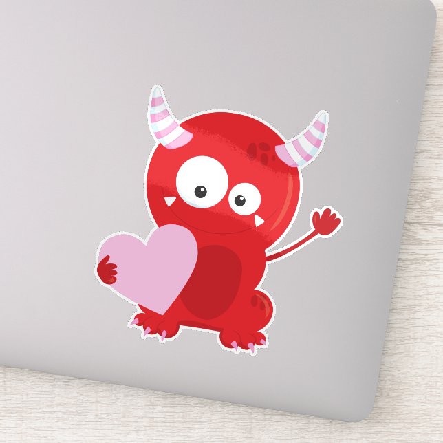 Valentine's Day Monster, Cute Monster, Hearts Sticker (Detail)