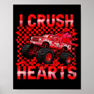 Valentines Day Monster Truck Crush Hearts Toddler  Poster