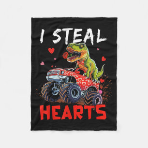 Valentines Day Monster Truck Trex Boy Toddler I St Fleece Blanket