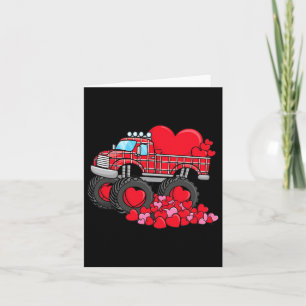 Valentine's Day Monster Truck With Hearts Plaid Bo Card
