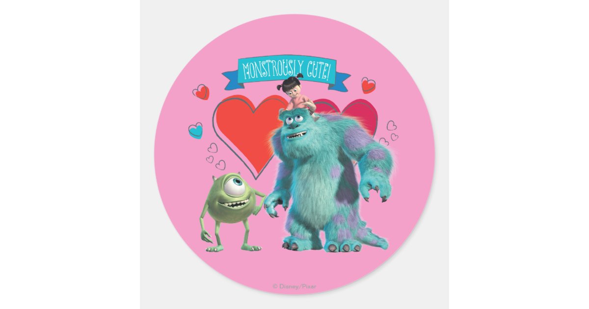Valentine's Day Monsters Inc. Classic Round Sticker Zazzle