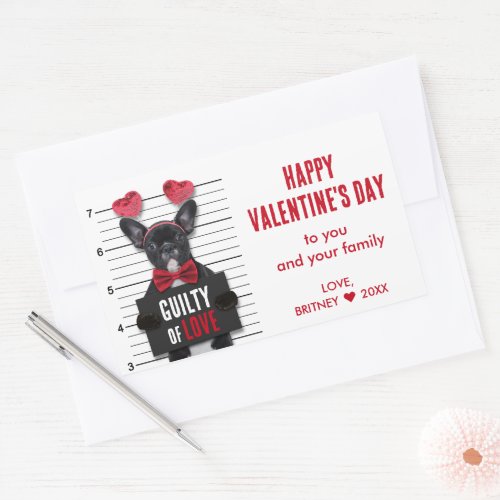 Valentines Day Mugshot Guilty Love Dog Funny Rectangular Sticker