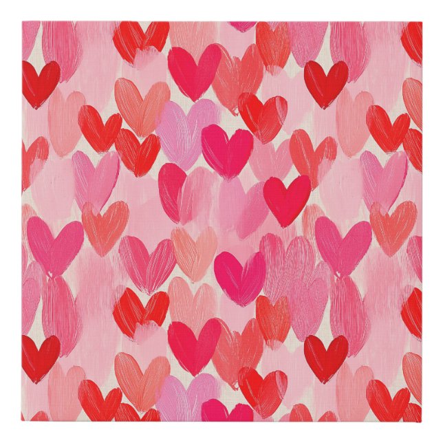 Valentines Day Multi Hearts Pattern Love Faux Canvas Print (Front)