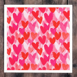 Valentines Day Multi Hearts Pattern Love Pink Napkins