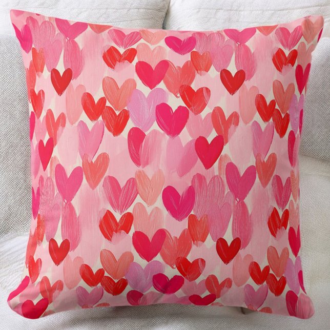 Valentines Day Multi Hearts Pattern Love Throw Pillow (Creator Uploaded)