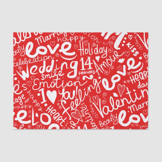 Valentine's Day Multi Word Art Tissue Paper (Front)