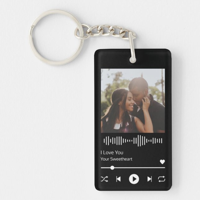 Valentine's Day Music Player Couples Romantic Keychain (Front)