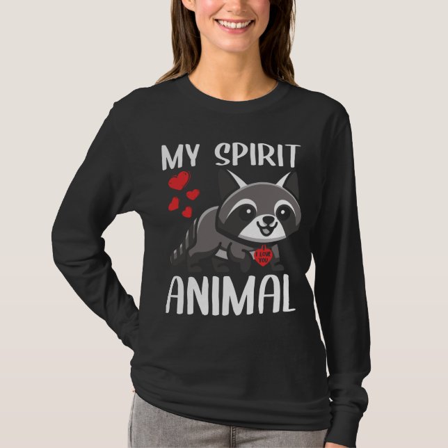 Valentines Day My Spirit Animal Raccoon I Love You T-Shirt (Front)
