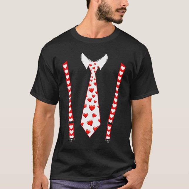 Valentines Day Neck Tie Heart Youth Kids Boys Men  T-Shirt (Front)