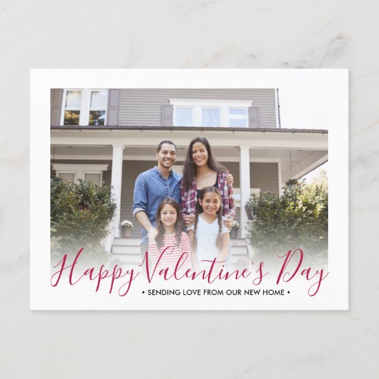 Valentine's Day New Address 2 Photo Modern Moving Announcement Postcard