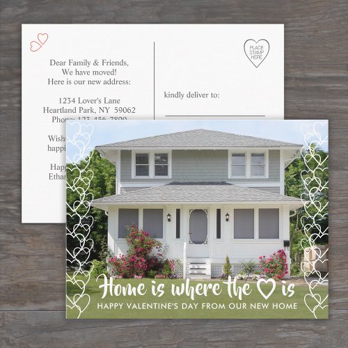 Valentines Day New Home Address Photo Moving Announcement Postcard