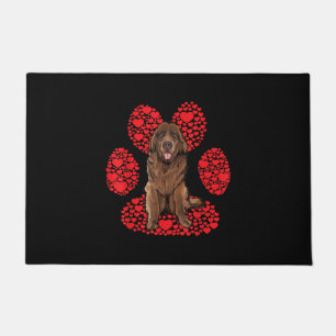 Valentines day   Newfie dog love paw gift Doormat