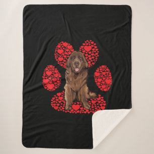 Valentines day Newfie dog love paw gift Sherpa Blanket