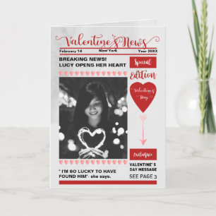 Valentine's Day Newspaper cover Holiday Card