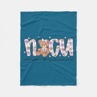 Valentines day nicu nurse cute bear neonatal icu fleece blanket