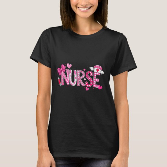 Valentines Day Nurse Graphic Nk Patterns For Woman T-Shirt (Front)