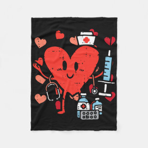 Valentines Day Nurse Heart Funny Nursing Scrub Top Fleece Blanket