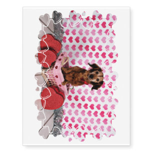 Valentine's Day - Oakley - Dachshund Temporary Tattoos