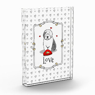 Valentine's Day Old English Sheepdog Gray 1 Cute Acrylic Award
