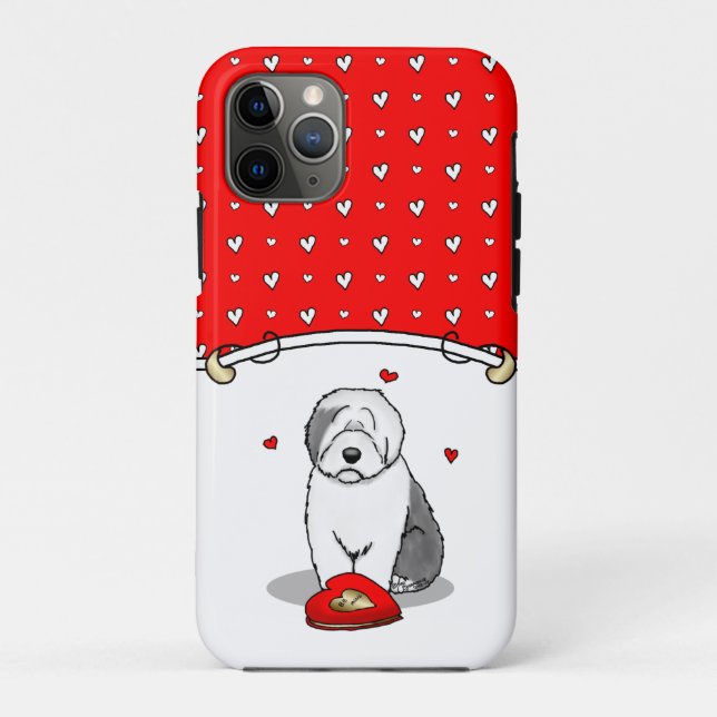 Valentine's Day Old English Sheepdog Gray 1 Cute Case-Mate iPhone Case (Back)