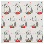 Valentine&#39;s Day Old English Sheepdog Gray 1 Cute Fabric