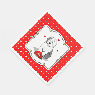 Valentine's Day Old English Sheepdog Gray 1 Cute Napkins