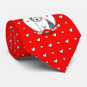 Valentine's Day Old English Sheepdog Gray 1 Cute Neck Tie