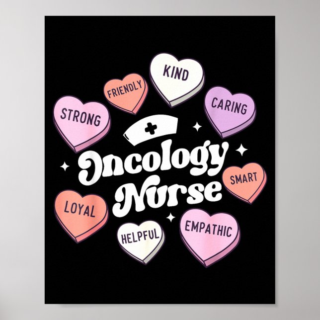 Valentines Day Oncology Nurse Cancer Suprt Groovy  Poster (Front)