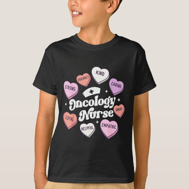 Valentines Day Oncology Nurse Cancer Suprt Groovy  T-Shirt (Front)
