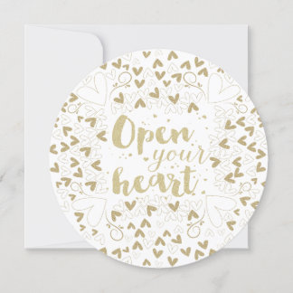 Valentine's Day - "Open Your Heart" Gold Holiday Card