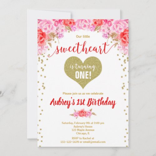 Valentines Day our little sweetheart birthday Invitation