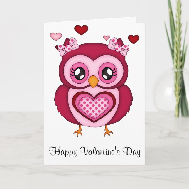 Valentine's Day Owl Holiday Card (Front)