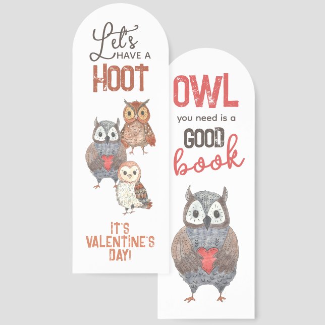 Valentine's Day Owl Jokes Double Sided Bookmarks (Front & Back)