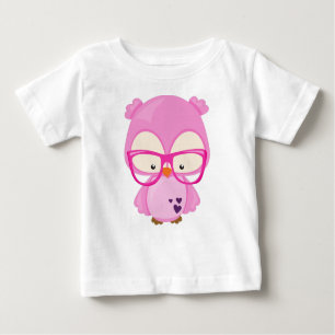 Valentine's Day Owl, Pink Owl, Glasses, Hearts Baby T-Shirt
