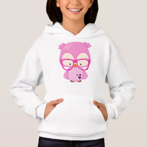 Valentines Day Owl Pink Owl Glasses Hearts Hoodie