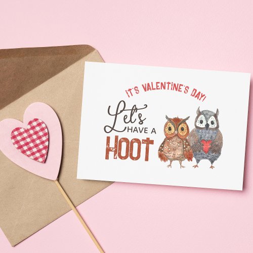 Valentines Day Owl Pun Lets Have a Hoot Card