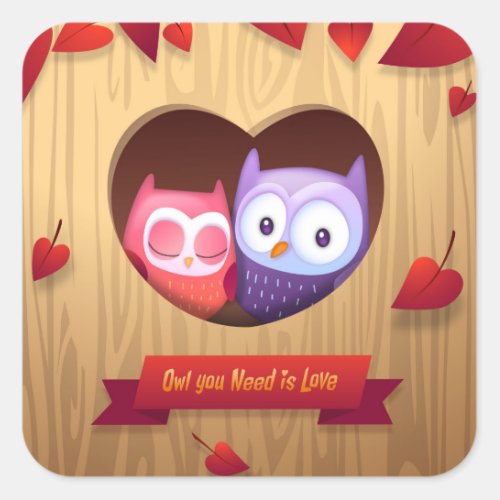 Valentines Day Owl Sticker