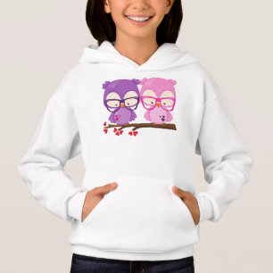 Valentine's Day Owls, Pink Owl, Purple Owl, Hearts Hoodie