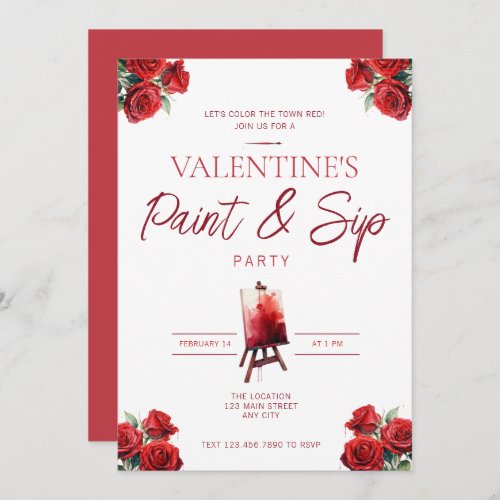 Valentines Day Paint and Sip Party Invitation