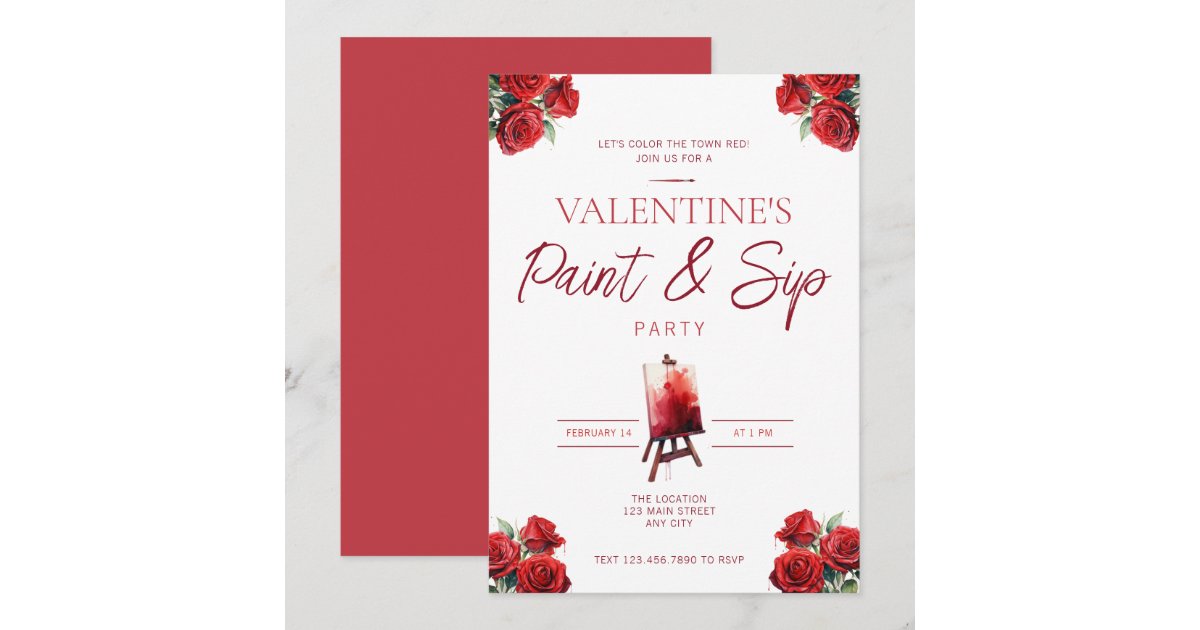 Valentine's Day Paint and Sip Party Invitation | Zazzle