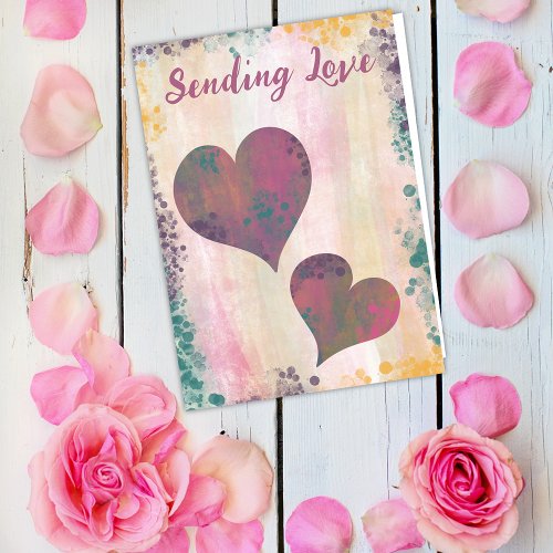 Valentines Day Painted Hearts Custom Message Card