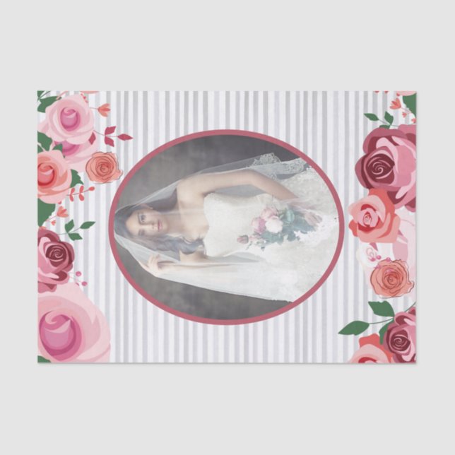 Valentine's Day Painterly Roses Personal Photo Tissue Paper (Front)