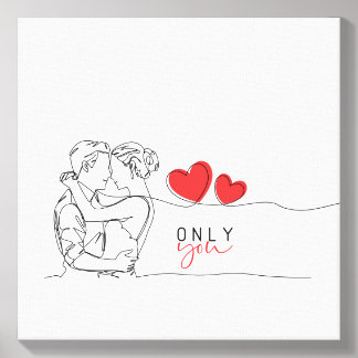Valentine's Day painting - Linear art design Canvas Photo Tile