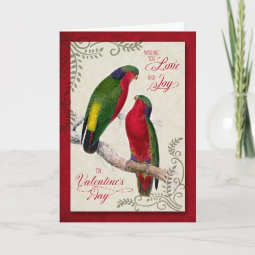 Valentines Day Pair of Lorikeet Parrots Holiday Card