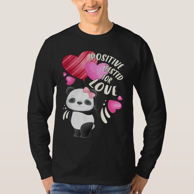 Valentine's day panda bear with hearts T-Shirt (Front)