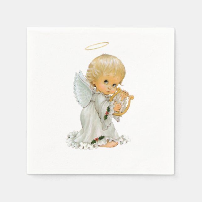 Valentine's Day Paper Napkins, Angel Napkins (Front)