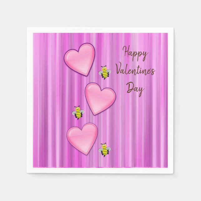 Valentine's Day Paper Napkins, Bee Napkins (Front)